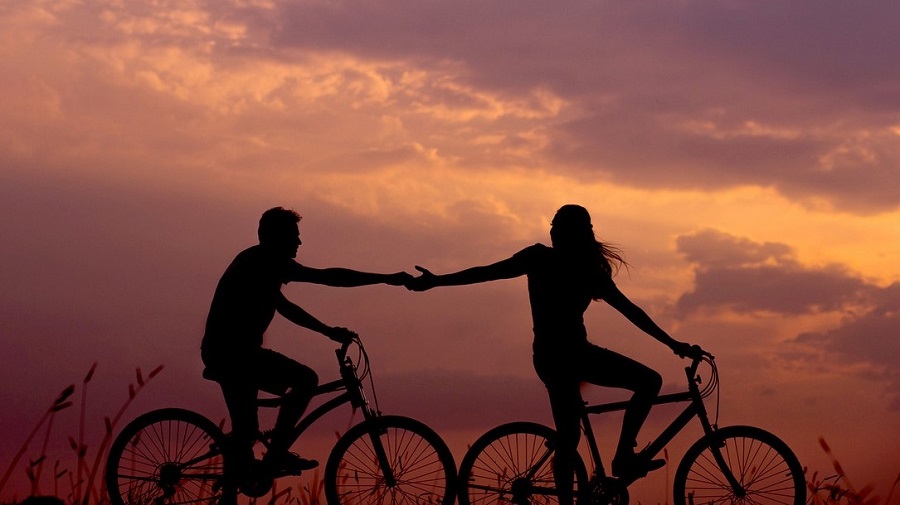 A Couple Riding Bikes