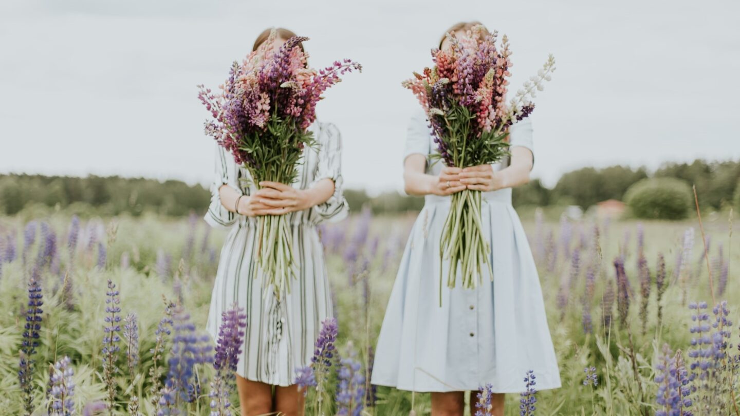 Two girls in a field