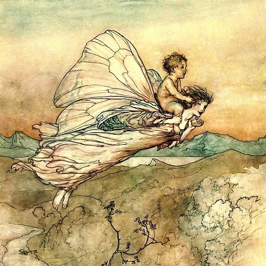 Baby Flying with a Fairy