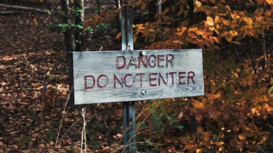 Danger Sign in the Woods