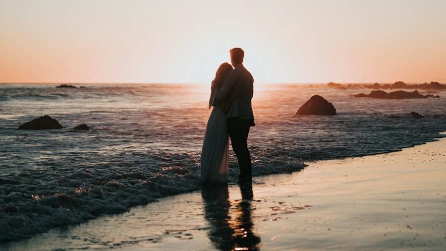 Couple in the Sunset on the Beach