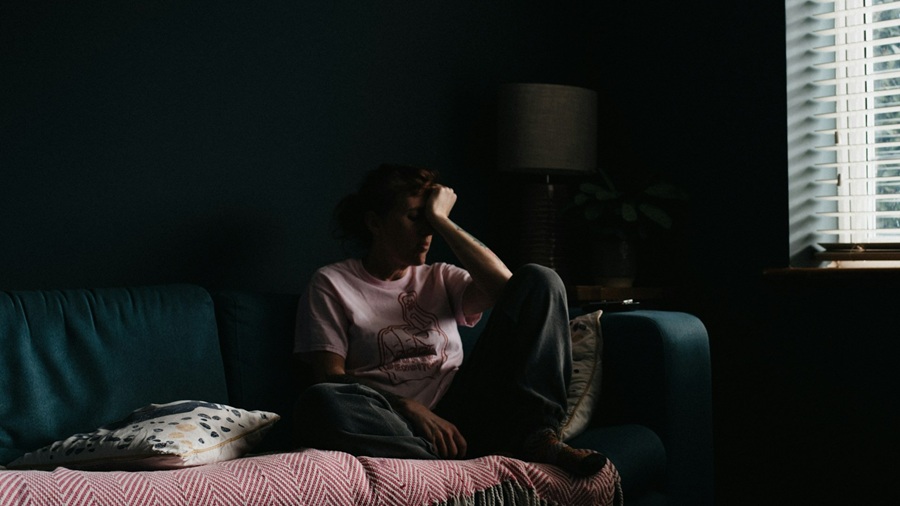 Writer Thinking in a Dark Room