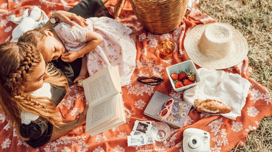 Mom and child at a Picnic