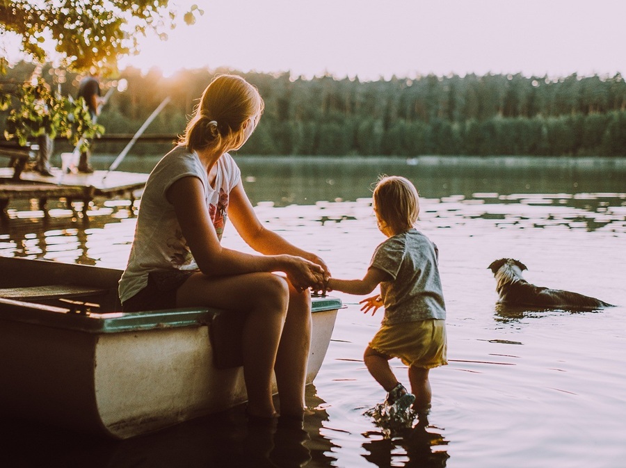 Mom and Child on the Water