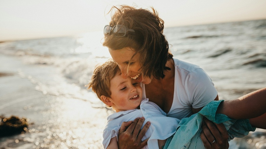 Mom and Son at the Beach