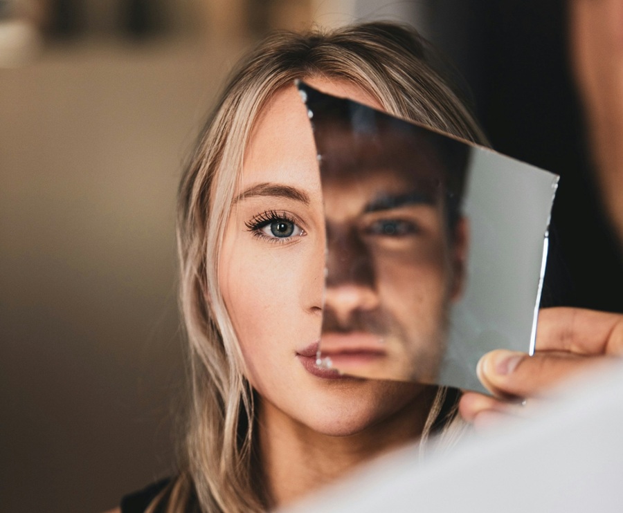 Half and Half Man and Woman's Face